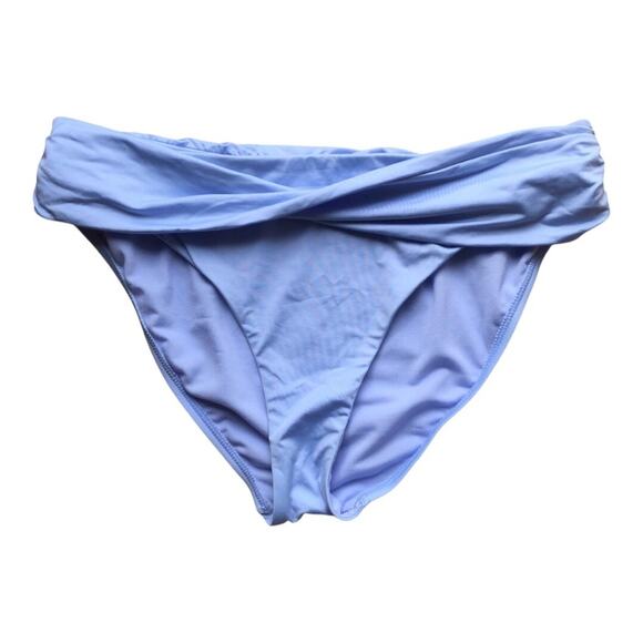 Gibson Latimer NWT Side Ruched Twist Front Band Cornflower Blue Bikini Bottom LG - Picture 1 of 10